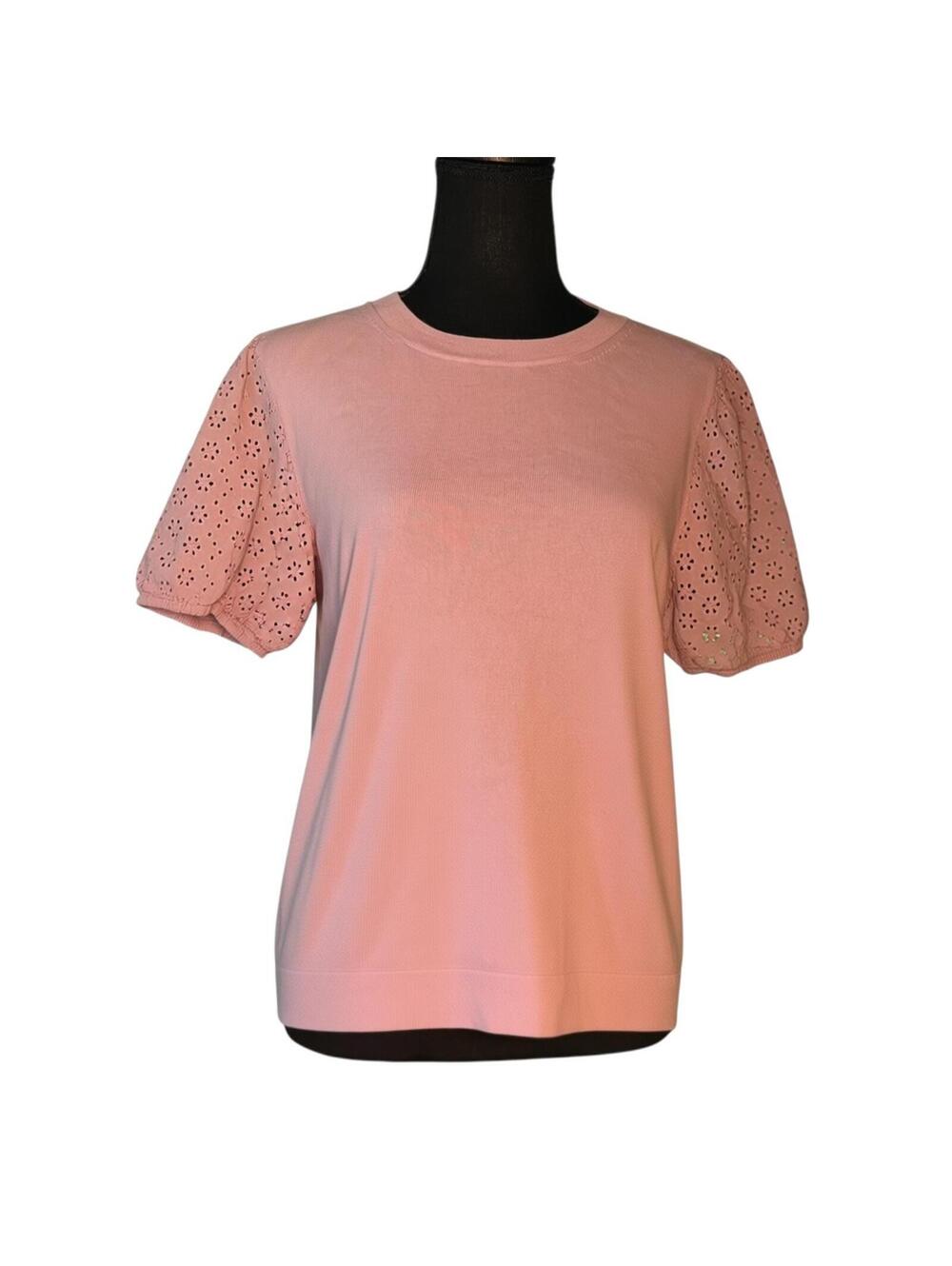J.Crew 100% Cotton Pink Eyelet Puff Sleeve Top